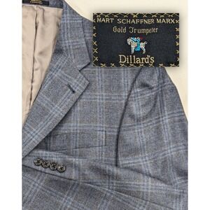 H Schaffner MARX Gold Trumpeter‎ Wool Blazer Blue 3 Button Jacket 41L 46" Chest